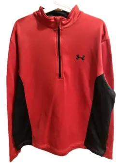【セール】アンダーアーマー フリース メンズL 防寒スポーツ レッド/ブラック