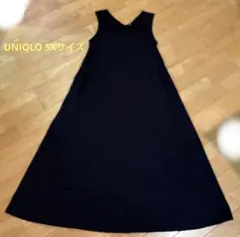 UNIQLO SX マーセライズ コットン Aラインロングワンピース 黒 夏物