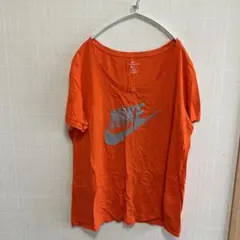 希少カラー2XL相当 ナイキ ビッグロゴ Tシャツ オレンジ シルバー 海外古着
