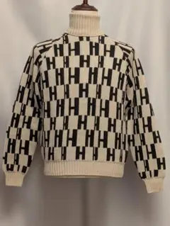 エルメス 00s初期 高級メリノウール タートルネックニット 深緑 L 美品
