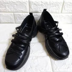 GU × rokh ジーユー×ロク 厚底 メリージェーン シューズ ブラック L