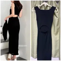 RESEXXY スクエアネックニットワンピース