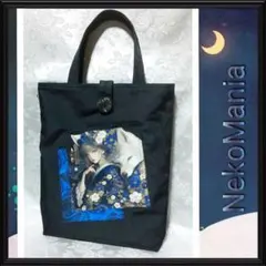 パネル生地ハンドメイドバッグ♡ 子猫と薔薇柄 パネル生地のミニミニトートバッグ サブバッグ 884