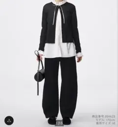 【25年モデル】GU ジーユー　スウェットバレルレッグパンツ　ブラック　黒　M