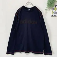 【アディダス】 長袖カットソー ロンT M ロゴプリント カジュアル 部屋着