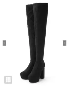 プラットフォームスエードニーハイブーツ