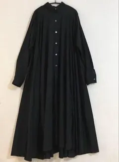 ミズイロインド Aライン フレア シャツ ワンピース mizuiroind 黒
