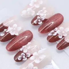 1251 ネイルチップSサイズ 韓国 大人可愛い 桜 立体フラワー　マグネット