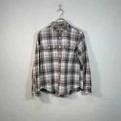 ▲ Eddie Bauer（エディー・バウアー）チェック柄シャツ S ベージュ系