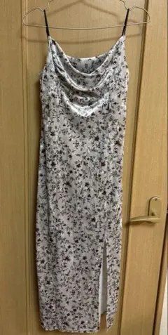 SNIDEL 花柄 ベロアキャミワンピース ロング丈
