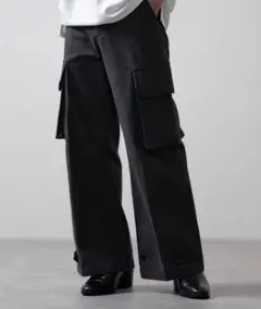【CLEL】M-47タイプ ミリタリーフレアカーゴパンツ　チャコールグレーのサムネイル