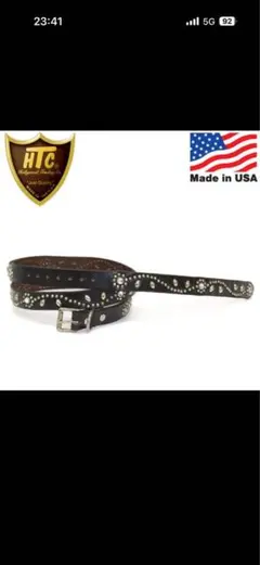 極美品 定価約7万 タグ付 HTC ナロー スタッズ ベルト ブラック 34