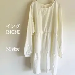 イングINGNI ホワイト 長袖 ティアードチュニック ロングブラウス Mのサムネイル