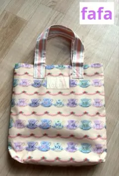 未使用⭐︎fafaアイボリーティーカップトートバッグ　　レッスントートバック