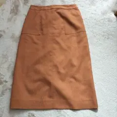 オレンジ タイトスカート 前面ポケット付き