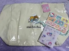 【キキララ】大きめトートバッグ、ミニ巾着、ステッカー3点セット