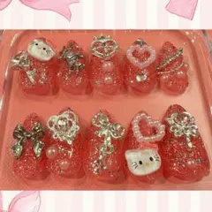 量産型 地雷系 ネイルチップ ピンク ゴテゴテ 痛ネイル 推し活 魔法少女