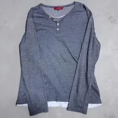 00s archive t-shirt long henley neck y2k