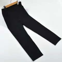 M~L ストレッチ パンツ レディース レギンス ポケット付 無地/ブラック