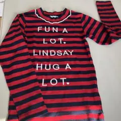 Lindsay パール付きロゴカットソーL