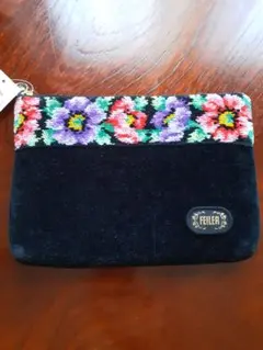 FEILER フェイラー ポーチ 花柄 ブラック　未使用品