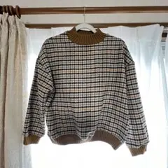 OLIVE des OLIVE チェック柄ハイネックニット