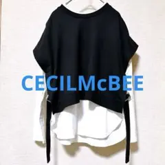 CECILMcBEE/黒/サイドスリットトップス・ベスト・カットソー/サイズMのサムネイル