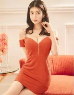 Jewels キャバドレス ワッフルオフショルダードレス テラコッタ Mサイズ