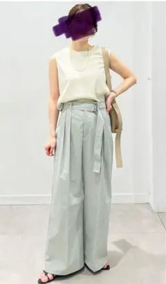 ベルテッドワイドパンツ　GU 丈長め