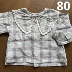 tete a tete バースデー　チェック シャツ　80 トップス　長袖