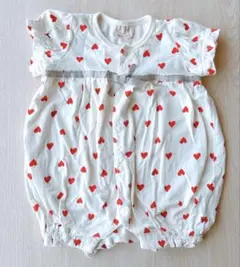 プティマイン ハート リボン 半袖 カバーオール 70