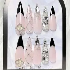 韓国　ギャル　ネイルチップ　ネイル　ロング　スナ系　量産型　y2k ワンホン