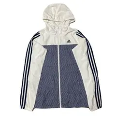 adidas アディダス　フード付きジャージ 花柄 ネイビー ホワイト