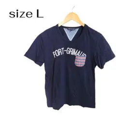 夏物早割セール❣️詰め放題対象❣️ノーブランド☆　メンズ　Tシャツ　ネイビー　L