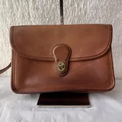 OLD COACH クラッチバッグ　レザー　ターンロック　ブラウン　ビンテージ