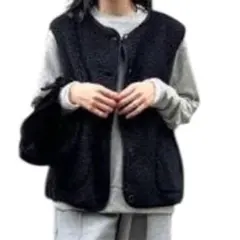 【ユニクロUNIQLO】ライトボアフリースベスト　黒　XL 洗濯可能　美品　人気