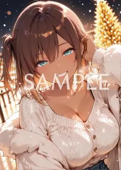 A4ポスター クリスマス限定 AI美少女 ギャル系 AIイラスト C489