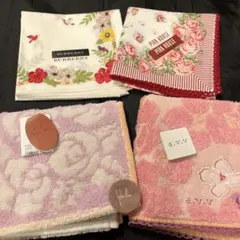 ハンカチセット 花柄 ピンク系4枚セット