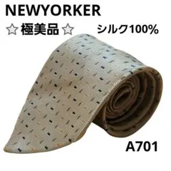 NEWYORKER メンズ ネクタイ イエローベージュ ドット柄 シルク100％