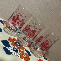 昭和レトロ Meiji お花柄❁⃘ グラス ◎3個セット◎