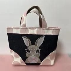 うさぎプリント③ハンドメイド★トートバッグ★水玉ピンク