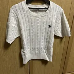U.S.POLO ASSN.】ワンポイント半袖ケーブルニット
