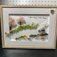 りく様確認専用　シーグラスアート　おめかしうさぎさんパーティーに行く