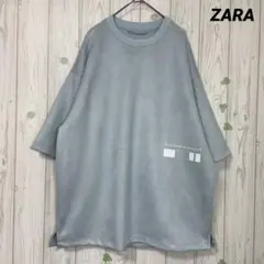 ZARA ザラ　5分袖　Tシャツ 前後ロゴ　ビックシルエット　ユニセックス
