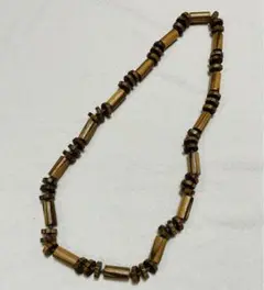 【美品】ウッドネックレス　80cm 太め　軽量