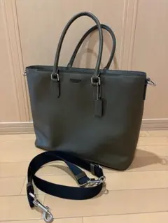 限定【新品】COACHビジネストート／オリーブ／グレンレザー定価12万