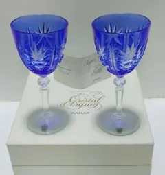 箱難あり 未使用　切子　ワイングラス　ペア　クリスタルガラス