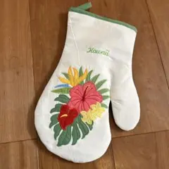 ハワイ 花柄刺繍 オーブンミット