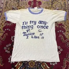 70s シングルステッチ 染み込み メッセージ グッドプリント リンガーT ボロのサムネイル