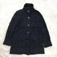 コムサ・デ・モード ステンカラーコート ウール モヘア混 ニット レディース M